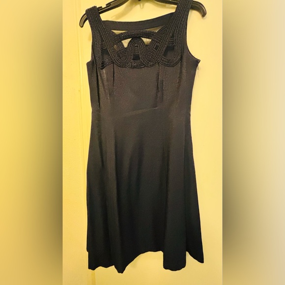 Tahari ASL Blue Mini Dress with Intricate Neckline - Picture 1 of 8